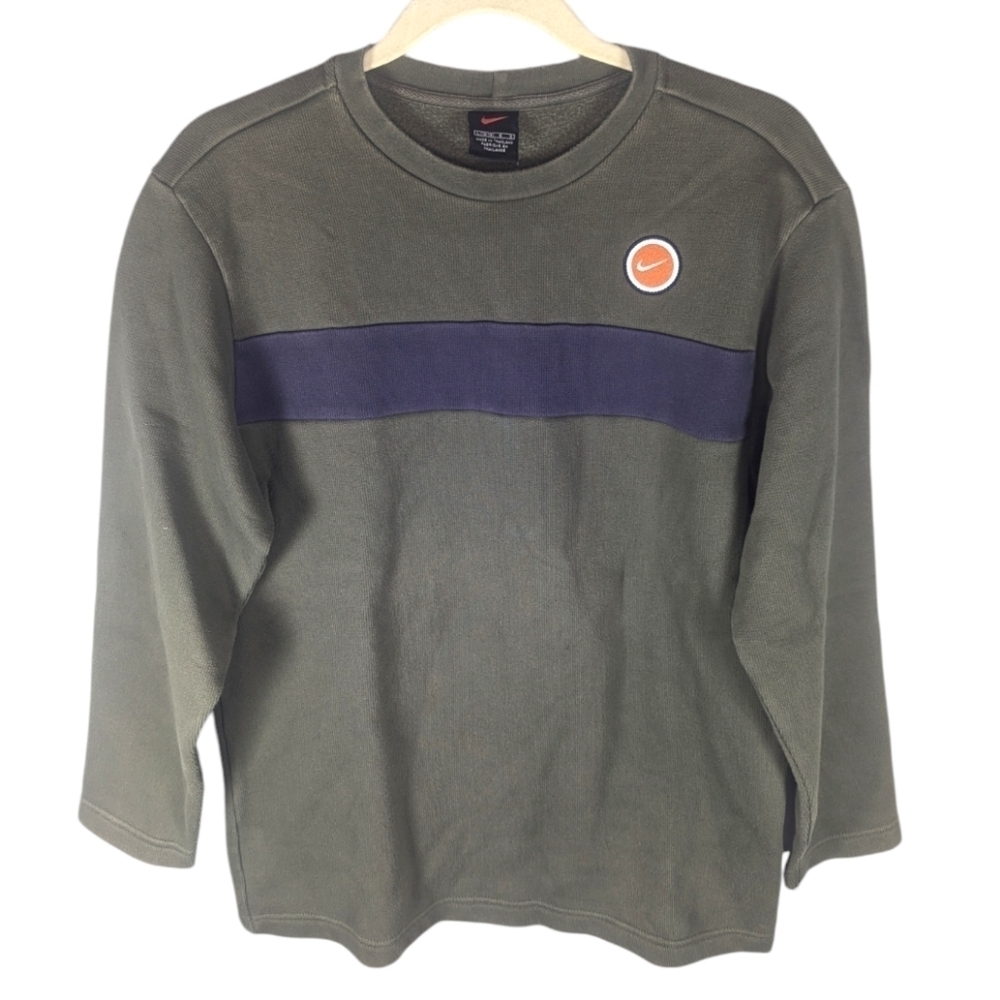 Vintage 1990s heavy skater Nike circle swoosh color block sweater long sleeve L